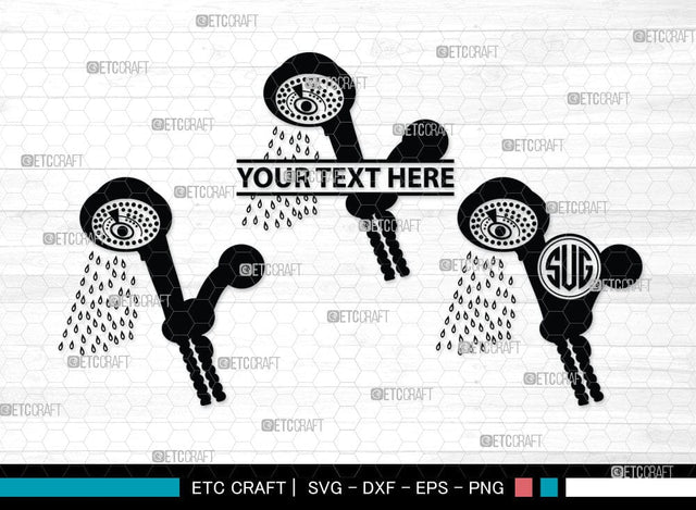 Shower Head Monogram, Shower Head Silhouette, Shower Head SVG Cut Files, Shower Svg, Baby Shower Svg, Shower with Dripping Water Silhouette Svg, SB00091 SVG ETC Craft 