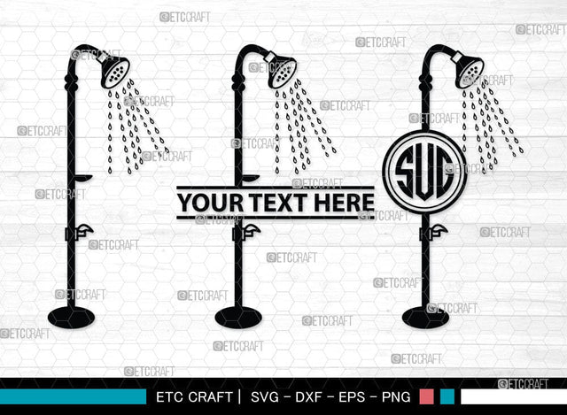 Shower Head Monogram, Shower Head Silhouette, Shower Head SVG Cut Files, Shower Svg, Baby Shower Svg, Shower with Dripping Water Silhouette Svg, SB00091 SVG ETC Craft 