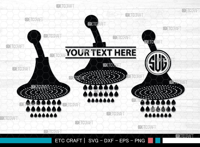 Shower Head Monogram, Shower Head Silhouette, Shower Head SVG Cut Files, Shower Svg, Baby Shower Svg, Shower with Dripping Water Silhouette Svg, SB00091 SVG ETC Craft 