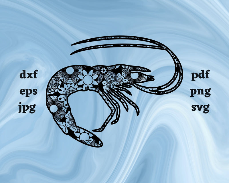 Shrimp Mandala SVG Cut File SVG Northern Light SVG 
