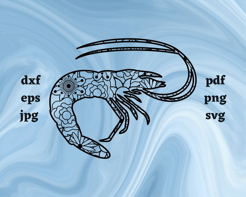 Shrimp Mandala SVG Cut File SVG Northern Light SVG 