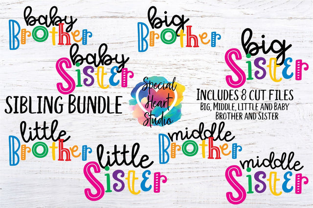 Sibling Bundle Brother Sister Set SVG Special Heart Studio