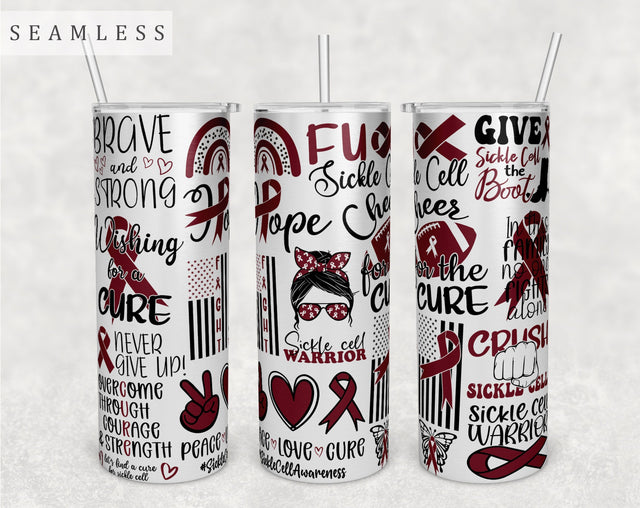 Sickle Cell Awareness Tumbler Wrap, 20 Oz Skinny Tumbler Sublimation Design, Seamless Sickle Cell Warrior Tumbler PNG Sublimation HappyDesignStudio 