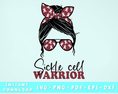 Sickle cell warrior Warrior SVG, PNG, Sickle cell Messy Bun SVG SVG HappyDesignStudio 