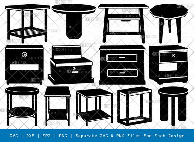Side Table Silhouette, Side Table SVG, Round Table Svg, Decorative Table Svg, Side Table Bundle, SB00826 SVG ETC Craft 