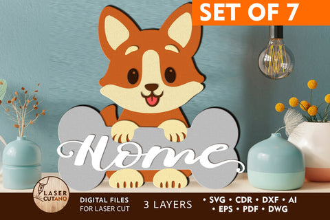 SIGN HOME Bundle Laser Cut Wood, Multilayer Laser Cut Files, Sign SVG, 3D Designs, Mini Design Bundles SVG LaserCutano 