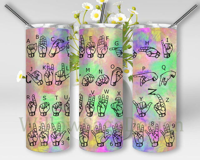 Sign Language 20oz Tumbler Wrap, Deaf Awareness Tumbler Design, Sign Language gift, Hand Tumbler With Lid And Straw, Instant Download Sublimation WillowSageDesign 