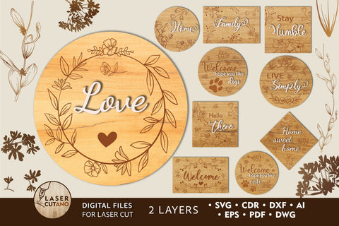 Sign SVG BUNDLE Layered Laser Cut Files, Mandala, Round Sign SVG, 3D Designs, Mini Design Bundles, Paper Craft, Sign SVG SVG LaserCutano 