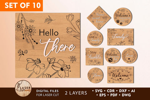 SIGNS Laser Cut Template Bundle SVG LaserCutano 