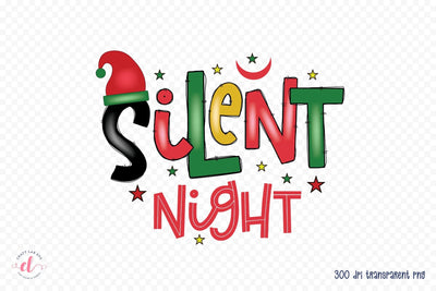 Silent Night, Christmas PNG Sublimation Sublimation CraftLabSVG 
