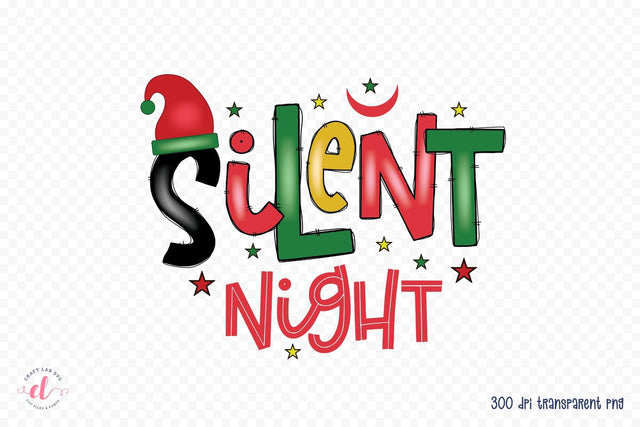 Silent Night, Christmas PNG Sublimation Sublimation CraftLabSVG 
