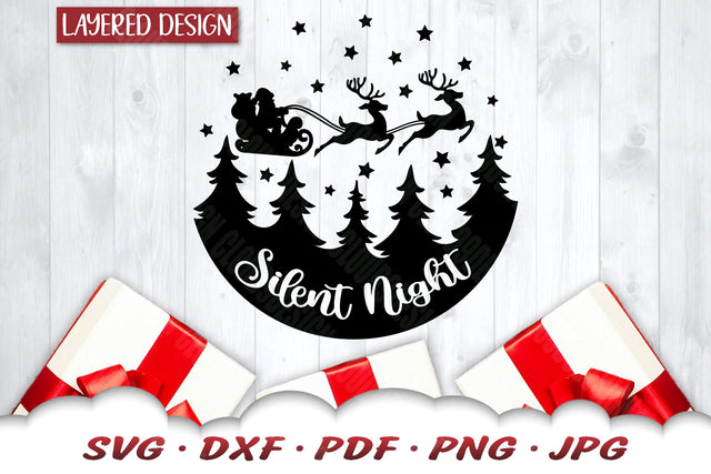 Silent Night Christmas SVG | Santa SVG | Reindeer SVG SVG Cloud9Design 