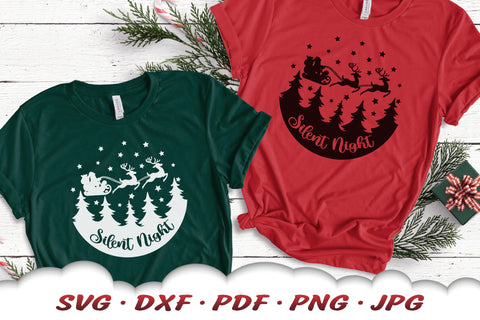 Silent Night Christmas SVG | Santa SVG | Reindeer SVG SVG Cloud9Design 