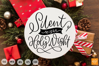 Silent Night Holly Night SVG SVG dapiyupi store 