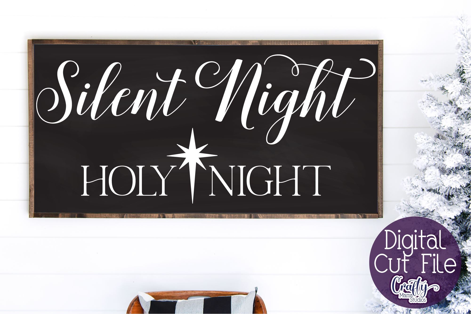 Silent Night Holy Night Svg, Christmas Farmhouse Cut File - So Fontsy