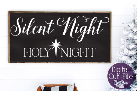 Silent Night Holy Night Svg, Christmas Farmhouse Cut File SVG Crafty Mama Studios 