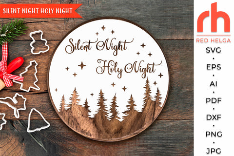 Silent Night Holy Night SVG - Christmas Sign Cut File SVG RedHelgaArt 
