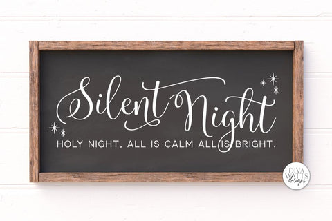 Silent Night Holy Night SVG | Christmas Sign Design SVG Diva Watts Designs 