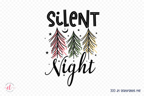 Silent Night PNG - Christmas Sublimation Design Sublimation CraftLabSVG 