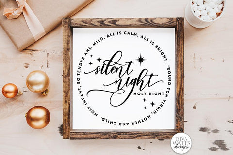 Silent Night SVG | Christmas Round Design SVG Diva Watts Designs 