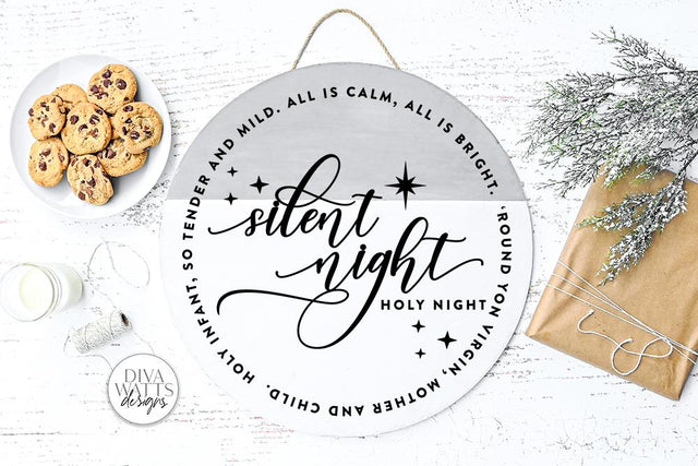 Silent Night SVG | Christmas Round Design SVG Diva Watts Designs 