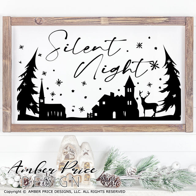 Silent Night SVG PNG DXF | Christmas Nativity Scene SVG | Christian Christmas SVGs SVG Amber Price Design 