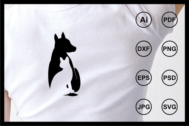 Silhouette illustration dog and cat design illustration SVG Leamsign Studio 