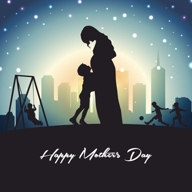 Silhouette of a pregnant mother and her child for Happy Mothers Day celebration. SVG naemmiah021 