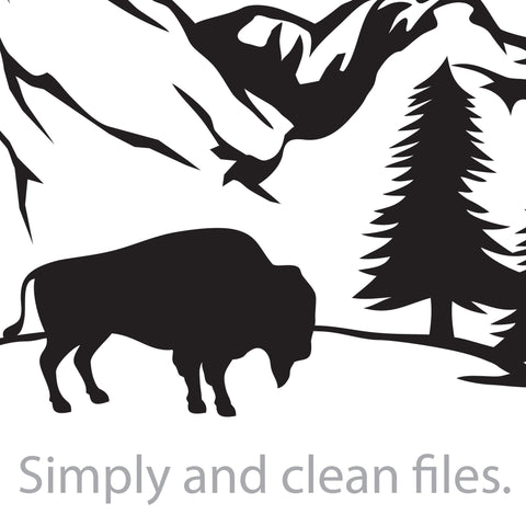 Silhouette of American bison and mountain landscape SVG TribaliumArtSF 