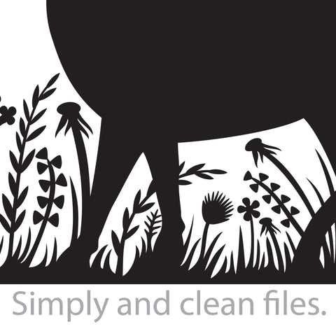 Silhouette of deer and grass (flowers and plants) SVG TribaliumArtSF 