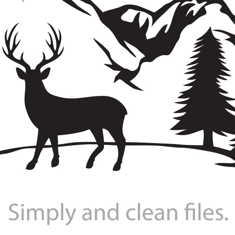 Silhouette of deer and mountain landscape (hunting design) SVG TribaliumArtSF 