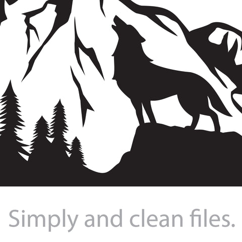 Silhouette of howling wolf and mountain landscape SVG TribaliumArtSF 