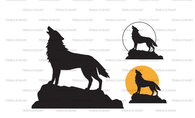 Silhouette of howling wolf SVG TribaliumArtSF 