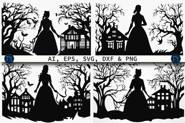 Silhouettes of a Girl in Forest SVG Bundle SVG MD JOYNAL ABDIN 