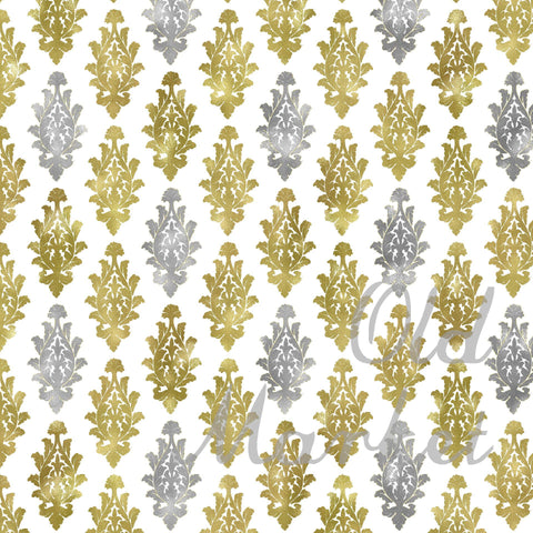 Silver and Gold Damask Digital Paper Sublimation Old Market 