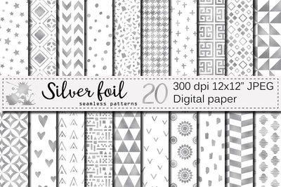 Silver foil seamless geometric patterns Digital Pattern VR Digital Design 
