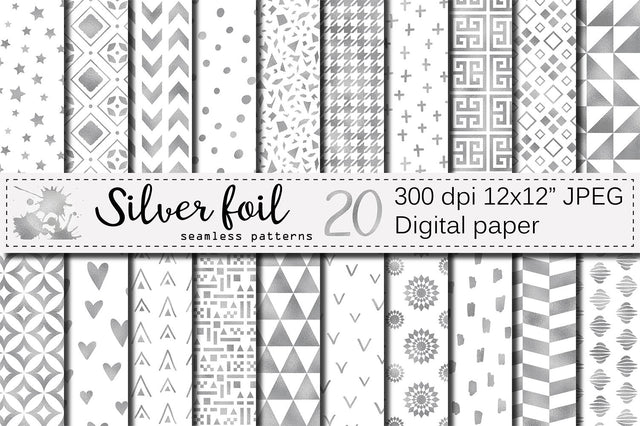 Silver foil seamless geometric patterns Digital Pattern VR Digital Design 