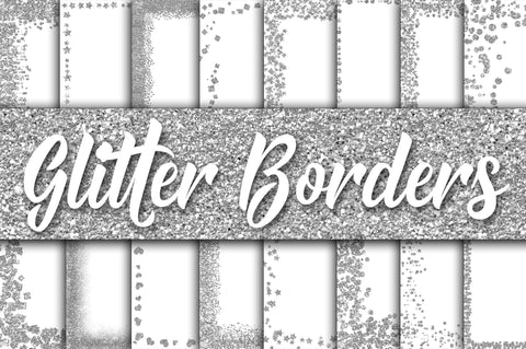 Silver Glitter Borders Digital Paper Sublimation Old Market 