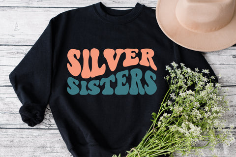 Silver Sisters svg, wavy style svg, EPS PNG Cricut Instant Download SVG Fauz 