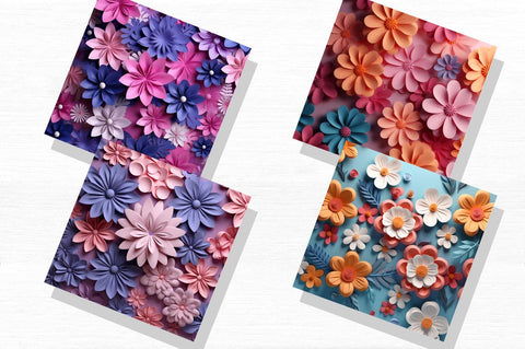 Simple 3D Flowers Background Bundle Sublimation Regulrcrative 