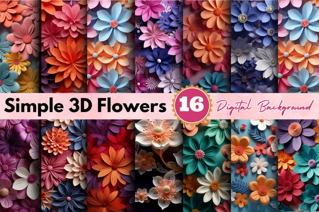 Simple 3D Flowers Background Bundle Sublimation Regulrcrative 