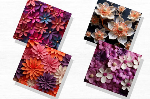 Simple 3D Flowers Background Bundle Sublimation Regulrcrative 