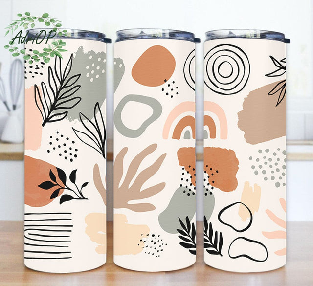Simple Boho Tumbler Design, Boho 20oz Skinny Png, Boho Leaves Design Png, Boho Style Tumbler Template, Instant Download Sublimation AdriOP 