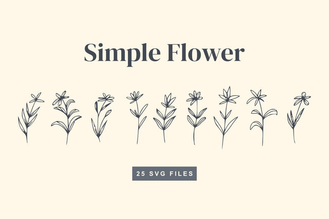Simple Flower Line Art Bundle SVG Masyafi Studio 