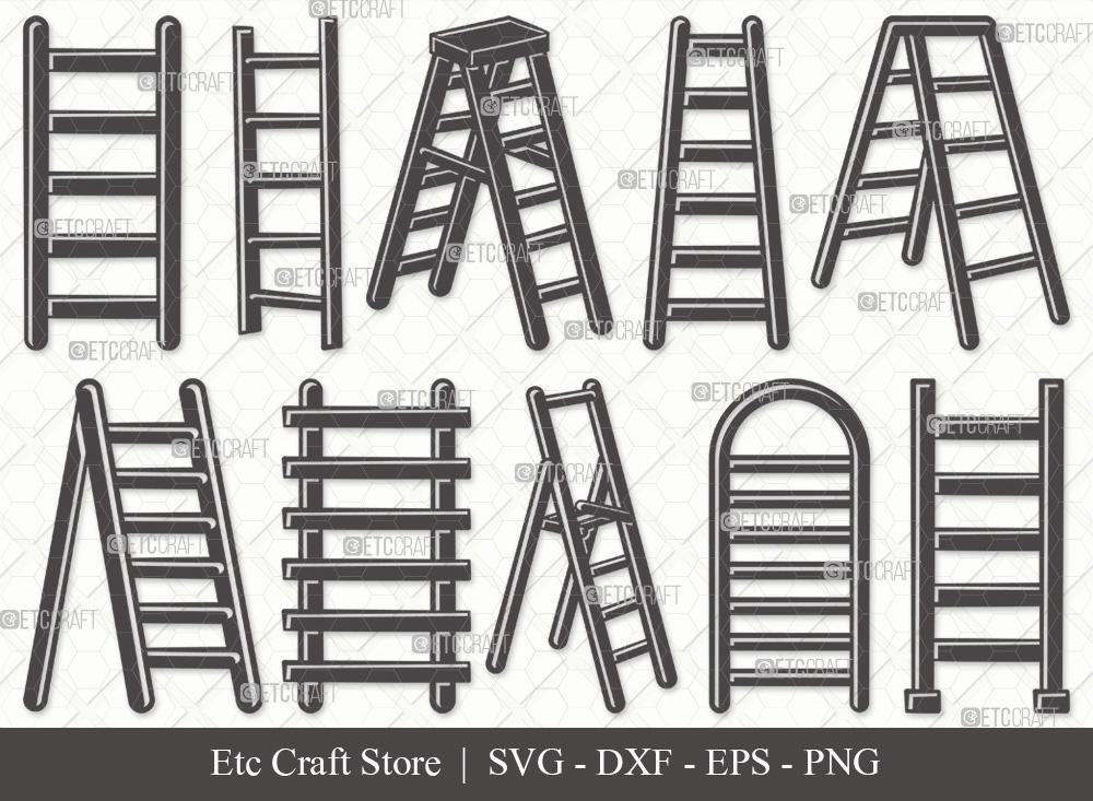Ladder Svg File Simple Ladder Silhouerre SVG Cut File | Step Ladder Svg | Ladder Svg ...