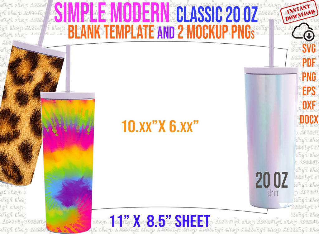 Simple Modern Classic 20 oz Template, Tumbler template, Simple Modern ...