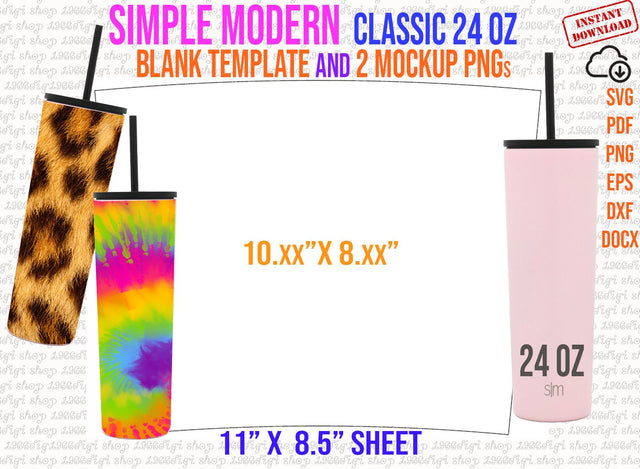 Simple Modern Classic 24 oz Template, Tumbler template, Simple Modern Svg, Full Wrap for SIM, Simple Modern 24oz Template, Svg, Docx, Dxf SVG 1966digi 