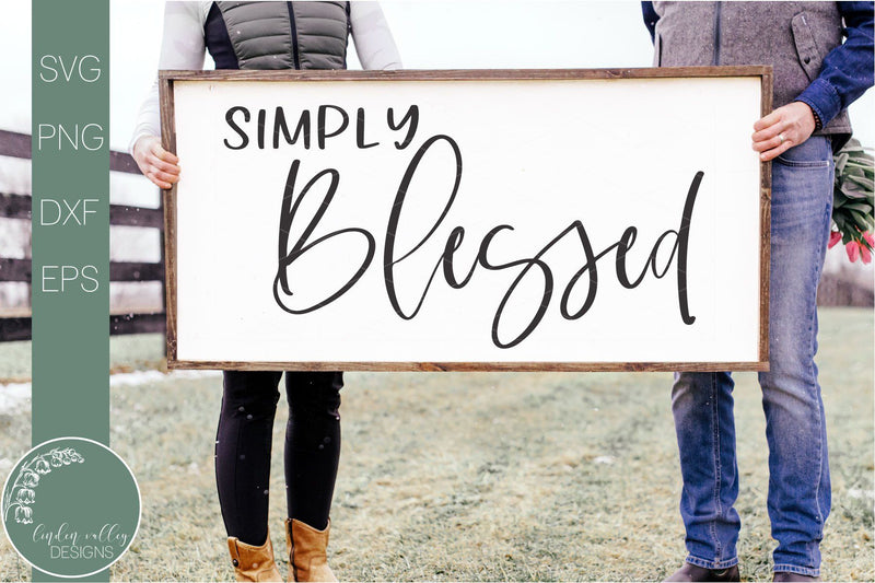 Simply Blessed Svg-Farmhouse Quote Svg-Religious Svg SVG Linden Valley Designs 