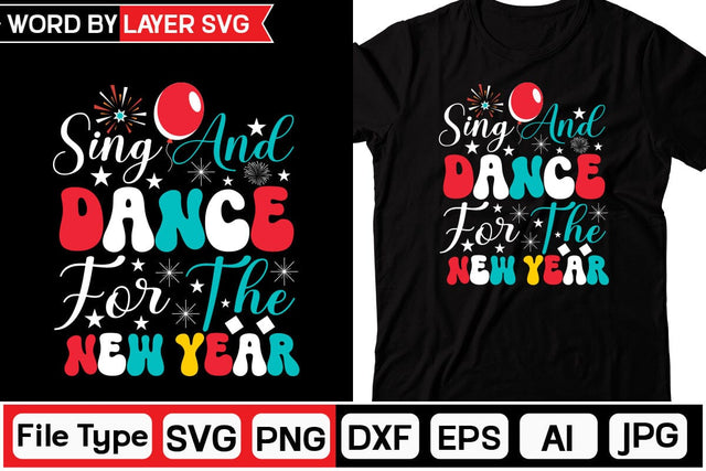 Sing And Dance For The New Year Retro SVG Design Cut File SVGs,Quotes and Sayings,Food & Drink,On Sale, Print & Cut SVG DesignPlante 503 