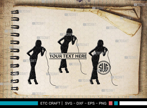 Singer Monogram, Singer Silhouette, Singer SVG, Singing People Svg, Musician Svg, Singer Women Svg, Singer Man Svg, SB00135 SVG ETC Craft 